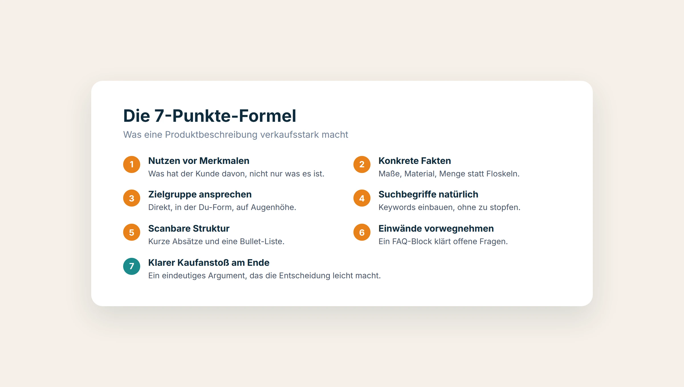 Produktbeschreibungen, die verkaufen: Die 7-Punkte-Formel