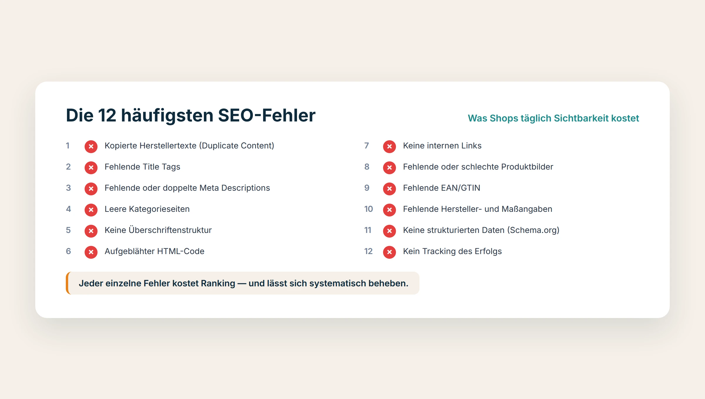 Die 12 häufigsten SEO-Fehler in Shops